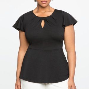 Eloquii • 20 • Keyhole Flutter Sleeve Peplum Top